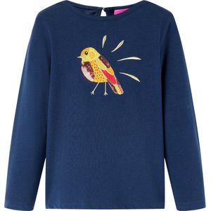 vidaXL - Kindershirt - met - lange - mouwen - 116 - marineblauw