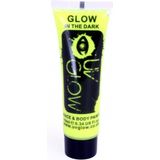 Gele glow in the dark schmink