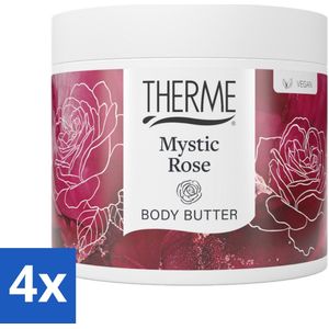 4 x Therme - Mystic Rose - Bodybutter - Hydraterend - Verzorgend - 225gr - Lichaamsbalsem - Hydraterende Crème - Roze Geur - Veganistische Body Butter - Luxe Verzorging