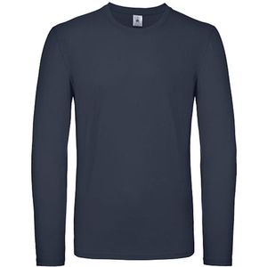 Herenshirt 'E150' met lange mouw B&C Collectie Donkerblauw maat S