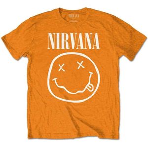 Nirvana - White Happy Face Kinder T-shirt - Kids tm 14 jaar - Oranje