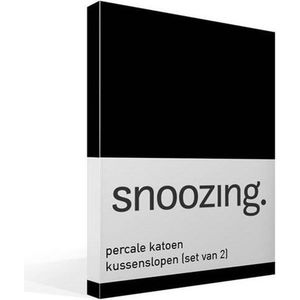 Snoozing - Kussenslopen - Set van 2 - Percale katoen - 60x70 cm - Zwart
