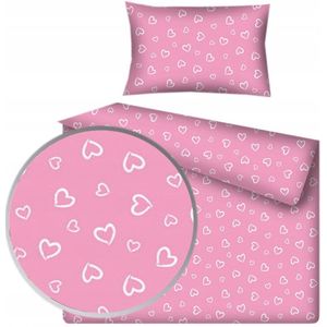 Roze Kinderbeddengoed Set Hartjes 100x135 cm