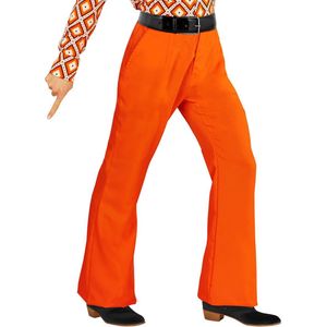 Widmann - Hippie Kostuum - Groovy Gandalf 70s Heren Broek, Oranje Man - Oranje - Large / XL - Carnavalskleding - Verkleedkleding