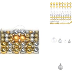 vidaXL Kerstballen - Glinsterende decoraties - 3 - 4 en 6 cm - Kunststof - Zilver en Goud - Kerstbalhaakjes