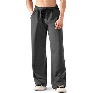 Heren Joggingbroek Winter Warm Fleece Wijde Pijp Katoen met Zijzakken en Elastische Taille