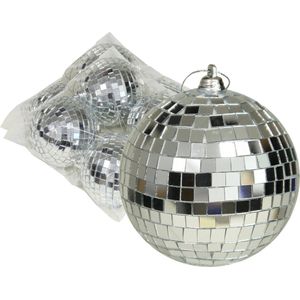 Othmar Decorations Discobal kerstballen -12x- zilver - 8 cm - kunststof -spiegelbol