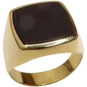 Geel gouden heren zegel ring met onyx