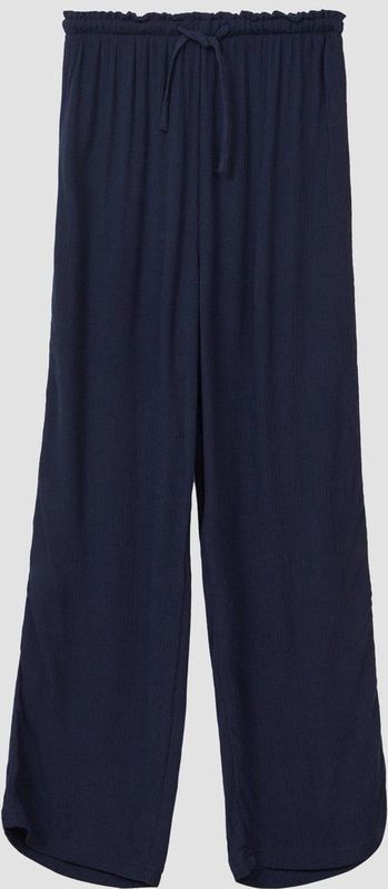 Broek - Wijde Pijpen - Gekreukelde Viscose - All-Over Print - Elastische Tailleband