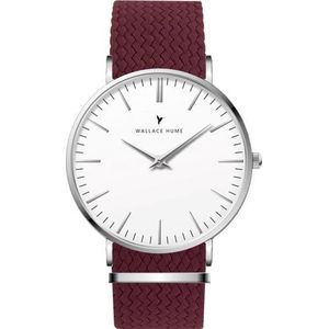 Wallace Hume Klassiek Wit - Horloge - Perlon - Bordeaux Rood