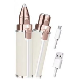 Gezichtshaarverwijderaar voor vrouwen, wenkbrauwtrimmer en gezichtshaartrimmer, 2-in-1 gezichtsscheerapparaat, oplaadbare elektrische haarverwijderaar voor vrouwen, wenkbrauwen, donshaar, lippen en armen