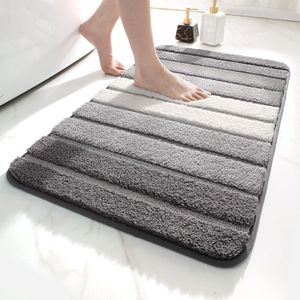 Titel: Badmat 60 x 90 cm Antislip Absorberend Water Machinewasbaar Microvezel Grijs