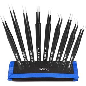 9-delige ESD Pincet Toolkit voor Precisiewerk - Antistatisch en Niet-magnetisch voor Elektronica, Sieraden, Horloges, Medisch en Laboratorium