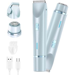 Intieme trimmer voor dames, elektrisch scheerapparaat voor dames, voor dames, scheerapparaat met dubbele kop, IPX7 waterdicht, oplaadbaar, voor lichaam en gezicht (blauw) - Cyslmuk