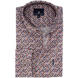 Roze blauw geprint overhemd State of Art wijde fit