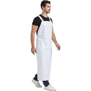 Uniseks waterdichte rubberen schorten werkschort slagersschort voor industrie, slagerij, reiniging - wit + mouwbeschermers