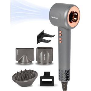 Techard Ionische Haardroger Fohn met Diffuser voor Krullen Haarfohn Ultra Stil en Superkrachtig met Extra Grote Diffuser Hair Dryer Reisfohn 110.000RPM - Inclusief Opbergtas