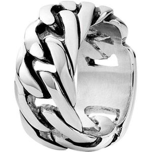 Lucardi Heren Ring schakel - Ring - Moederdag Cadeautje - Staal - Zilverkleurig