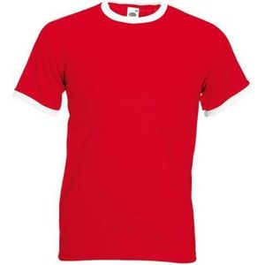 Fruit of the Loom ringer t-shirt XL rood/wit