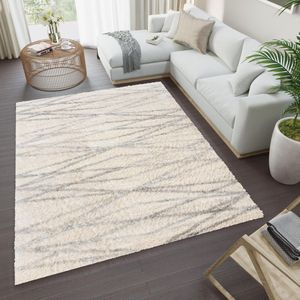 Tapiso Versay Vloerkleed Hoogpolig Shaggy Boho Creme Tapijt Maat- 200x300