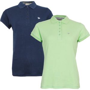 2-Pack Donnay - Polo Pique (Lisa) - Poloshirt - Dames - Navy/Lemon green (624) - maat M