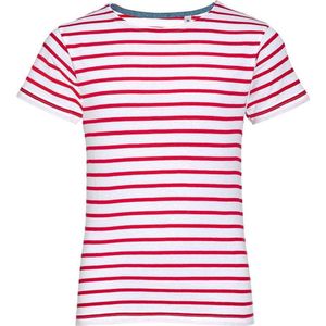 SOLS Kinderen/Kinderen Miles Gestreept T-Shirt met Korte Mouwen (Wit/rood)