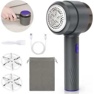 PolkaHome Lint Remover, 2000 mAh Pluisscheerapparaat Kleding 8500 R/Min Pluisscheerapparaat Snelle Verwijdering Oplaadbare USB-Oplaadbare Elektrische Pluisverwijderaar met 3 Reservemesjes en Oplaadkabel