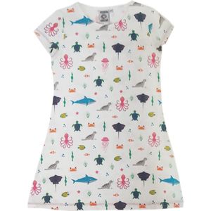 Nature Planet zacht nachthemd met zeedieren print (100% Oeko-tex gecertificeerd) maat 116-122 maat 6-7 jaar