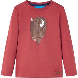 vidaXL - Kindershirt - met - lange - mouwen - 104 - roodbruin
