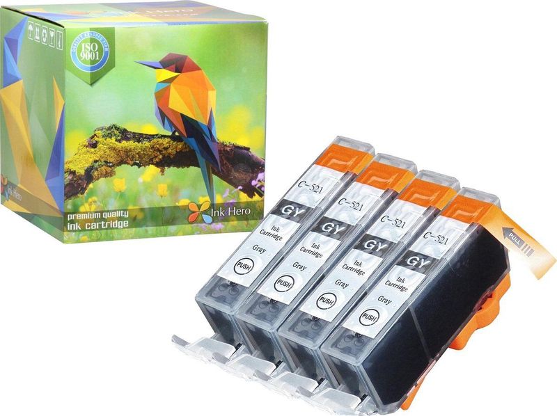 Ink Hero - 4 Grijzen - Inktcartridge / Alternatief voor de Canon CLI-521, PGI-520, PIXMA MP980, MP990, MX860