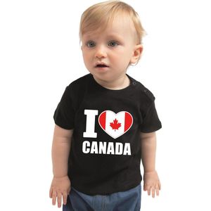 I love Canada baby shirt zwart jongens en meisjes - Kraamcadeau - Babykleding - Canada landen t-shirt 62
