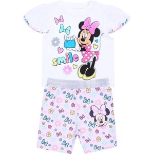 Babyset: witte blouse + roze short met glanzende elastische tailleband Minnie Disney Mouse