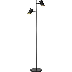 Atmooz - Vloerlamp Kisoro - Staande Lamp - Stalamp - Woonkamer - Zwarte Buitenkant - Gouden Binnenkant - Hoogte 144cm - Metaal
