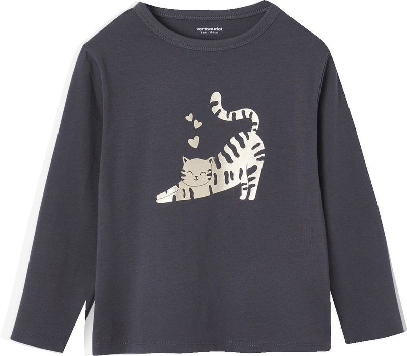 Vertbaudet - T-shirt - Meisjes - Lange Mouwen - Metallic Animatie