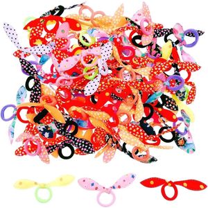 Verbeterde titel: Kleurrijke konijnenoor-haarelastiekjes voor meisjes - Set van 100 - Haarelastiekjes kinderen - Cadeau feestfavoriet