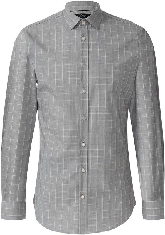 s.Oliver - Hemd - Fijn Geruit - Stretchkatoen