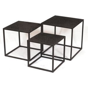 Zwarte salontafel - salontafel set - bijzettafel 45 cm