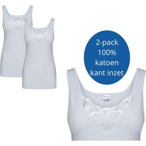 Beeren dameshemd Viola 2-pack wit met kantinzet maat XL