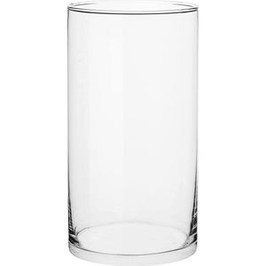 Groene Vaas, groot, 29 cm, glazen vaas, cilinder, glazen vaas, grote vaas voor pampasgras, transparante glazen vaas, rond, modern glazen cilinder, 15.8 cm, magnolia