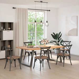 vidaXL Eettafel met natuurlijke rand massief eikenhout rechthoekig - Eettafel - Eettafels - Eetkamertafel - Keukentafel