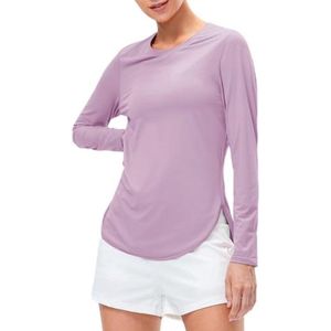 Dames Lange Mouw Sportshirt UPF 50+ UV Bescherming Sneldrogend Hiking Shirt Lichtgewicht Ademend Functioneel T-shirt