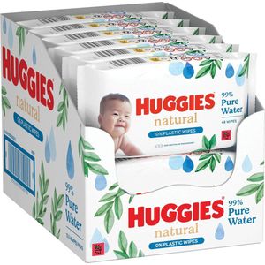 Huggies - Natural - 0% Plastic - Billendoekjes - 384 babydoekjes - 8 x 48