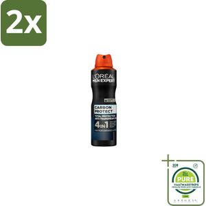 L'Oréal Men Expert Deodorant Spray Carbon Protect 150 ml - Voordeelverpakking - 2 stuks - Deodorant - Anti-geur