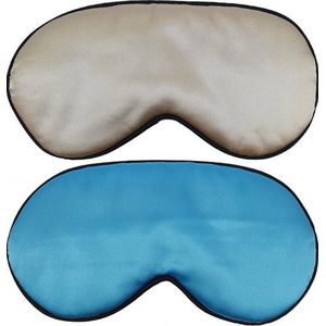 Slaapmaskers Extra Zacht Satijn – 2 Stuks – Beige & Licht Blauw - Thuis – Slaapmasker - Verduisterend - Onderweg - Vliegtuig - Festival - Slaapcomfort - oDaani