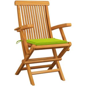 vidaXL Tuinstoelen - Set van 4 - Teakhout - Groen Tuinstoelen Set - Teak Meubilair - Buitendecoratie - Tuinset - Lounge Set