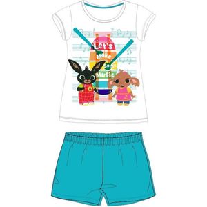 Bing Bunny - Shortama - Maat 116 - 100% katoen - Pyjama - Wit met turquoise