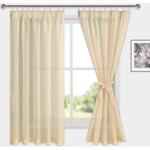 Boraboi ® Gordijnen in Linnenlook met Plooiband, Half-Transparant, Geschikt voor Diverse Kamers, 160 x 140 cm