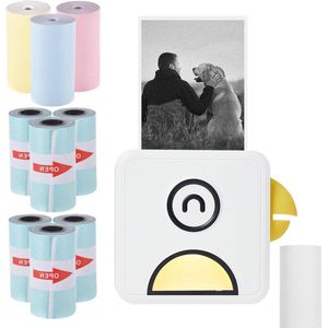 Mini Printer Pocket Thermal Printer 200dpi Portable BT Wireless Reception Label Sticker Maker - Compatible with Android iOS - Poooli L1 - 10 Rolls Thermal Paper