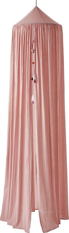 Vertbaudet - Pompons - Gordijn Hemelbed - Mosterd - Katoen, Diameter 60 cm, Lengte 250 cm