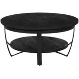 Salontafel rond Mangohout - Industrieel - Salon tafel - Koffietafel - Bijzettafel - Rond - 90 cm - zwart